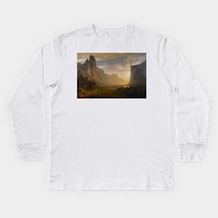 Looking Down Yosemite Valley, California by Albert Bierstadt Kids Long Sleeve T-Shirt